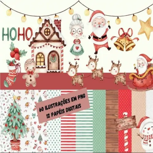 Doce Natal Aquarela Kit Digital, Pague 1 e Leve + 1