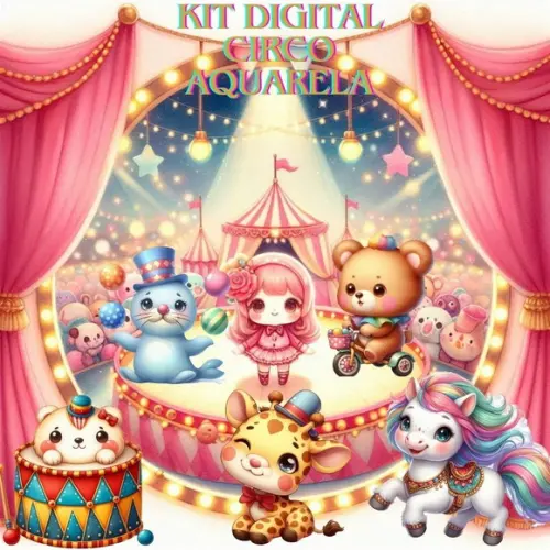 Kit Circo Digital Aquarela