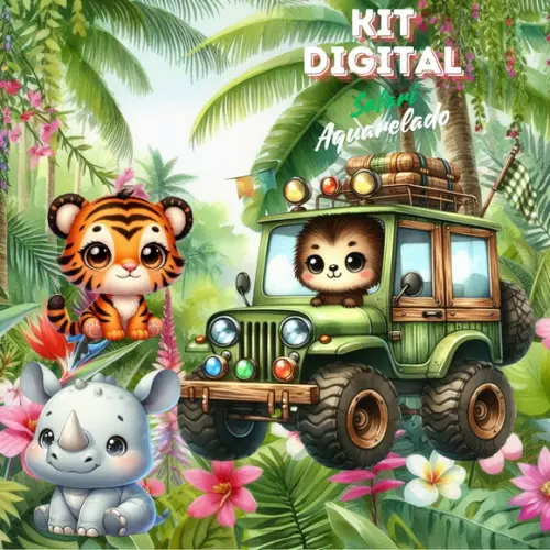 Kit Digital safari Aquarelado