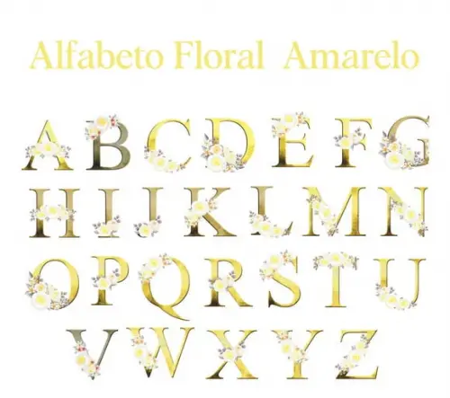Kit Digital Alfabeto Floral Amarelo 01