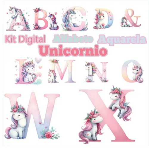 Kit Digital Alfabeto Unicornio, Dia dos Namorados