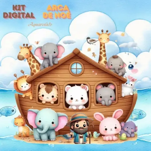 Kit Digital Arca de Noé Aquarela