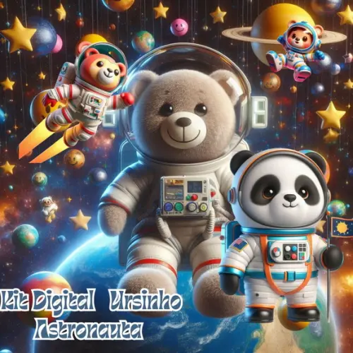Kit Digital de Ursinhos Astronautas em 3d
