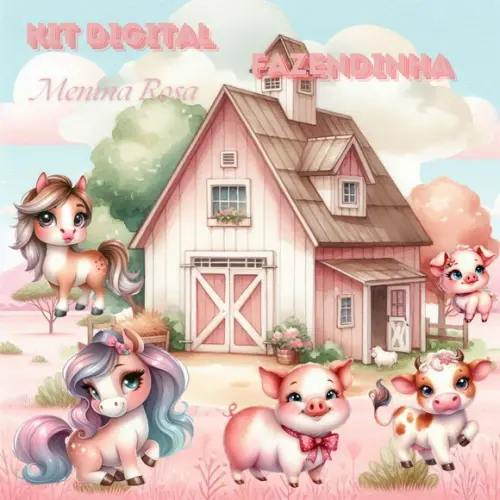 Kit Digital Fazendinha Menina Rosa