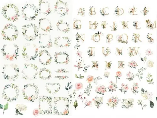 Kit Digital Floral com Alfabeto