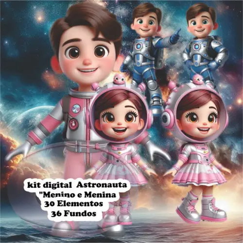 Kit Digital Menino e Menina Astronauta