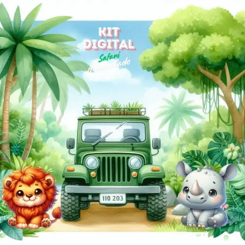 Kit Digital Safari Aquarelado