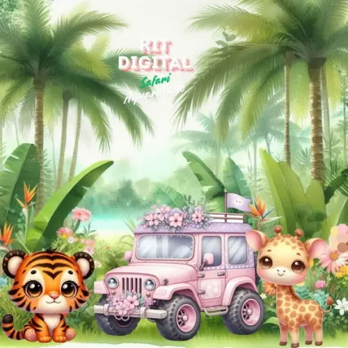 Kit Digital Safari Aquarelado
