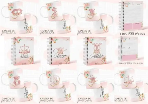 Pack Profissões Agendas e Arte Canecas Arquivo Digital