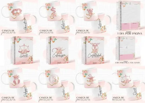 Pack Profissões Agendas e Arte Canecas Arquivo Digital