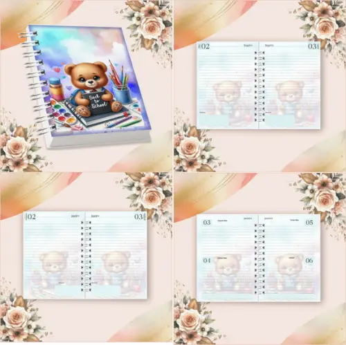 Volta às Aulas Arquivo Digital Combo Agenda Ursinho 01