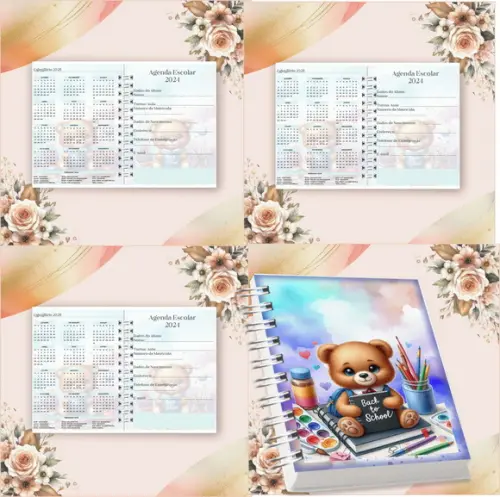 Volta às Aulas Arquivo Digital Combo Agenda Ursinho 01