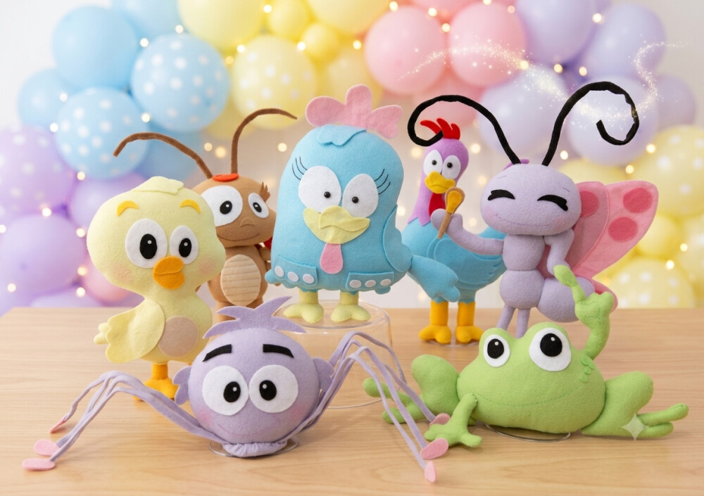 Kit de Festa infantil Galinha Pintadinha Candy Color em feltro