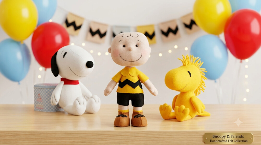 Kit Turma do Snoopy em Feltro – 3 Personagens (Charlie Brown, S