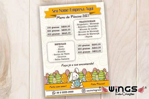 Arte Digital para Cardápio - Ovos de Páscoa Ví
