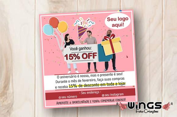 Cartão Digital de Desconto para Aniversário de Lojas