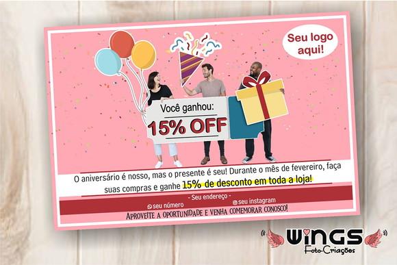 Cartão Digital de Desconto para Aniversário de Lojas