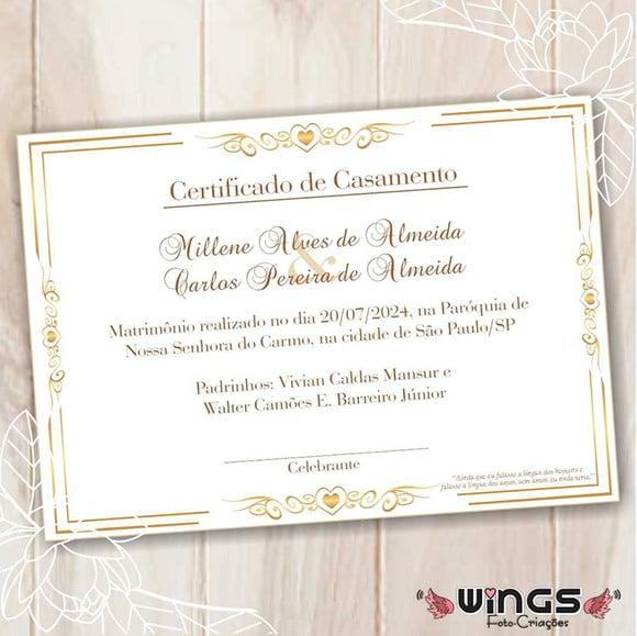 Certificado Digital Simbólico de Casamento 3 - Decoração