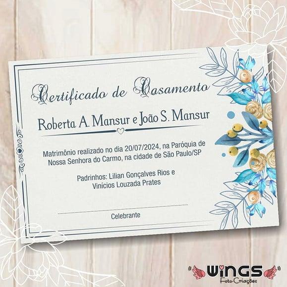 Certificado Digital Simbólico de Casamento 2 - Decoração
