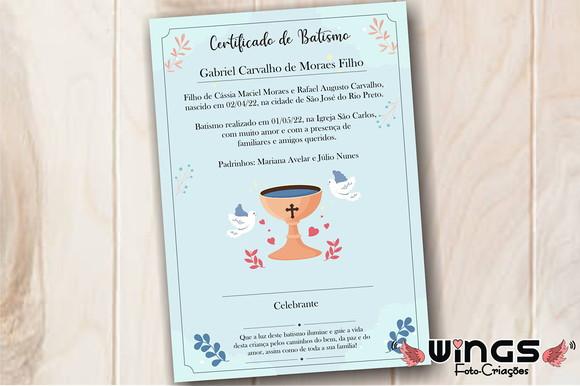 Certificado Digital Simbólico de Batismo 2 - Decoração