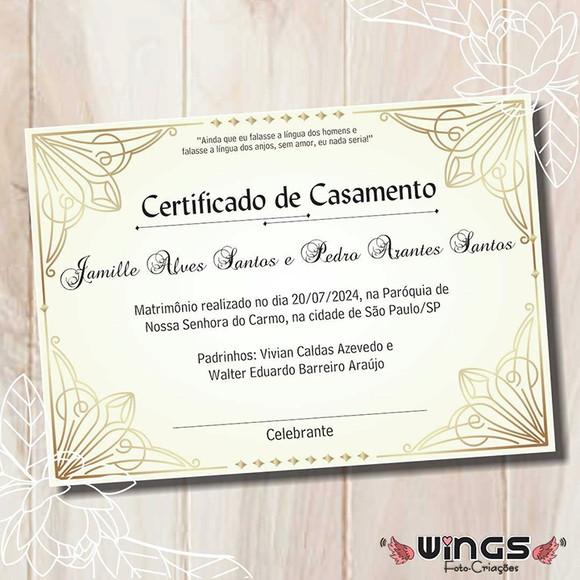 Certificado Digital Simbólico de Casamento 1 - Decoração