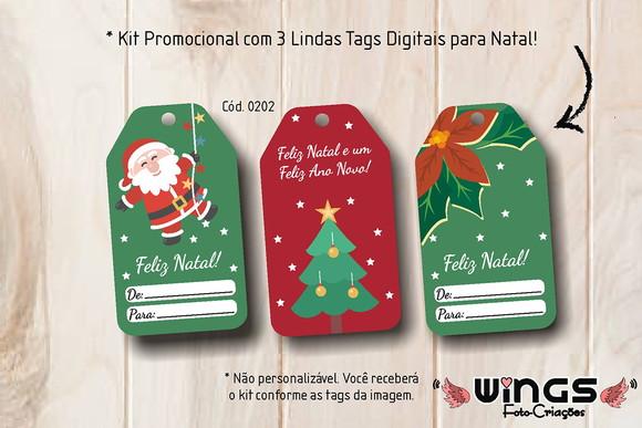 Coleção Digital com 3 Tags de Natal para Imprimir - Cod.0202