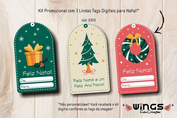 Coleção Digital com 3 Tags de Natal para Imprimir - Cod.0303