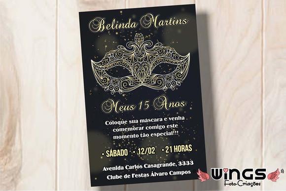 Convite Digital 15 Anos Baile de Máscaras