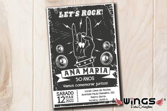 Convite Digital Chalkboard - Festa Rock N' Roll Woman