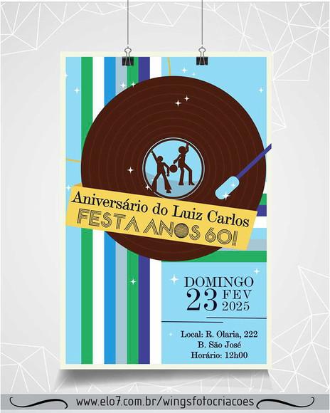 Convite Digital Festa Retrô - Anos 60/70/80