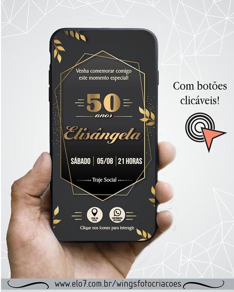 Convite Digital Interativo Aniversário Elegante Adulto