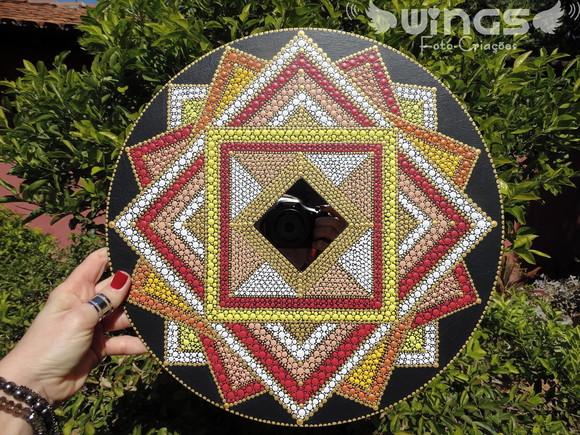 Mandala da Prosperidade! Em pontilhismo e com espelho
