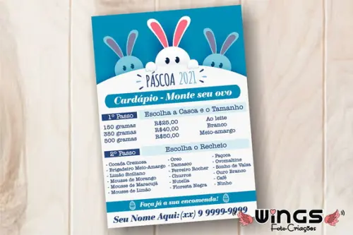 Arte Digital para Cardápio - Ovos de Páscoa V