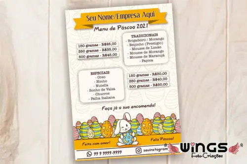 Arte Digital para Cardápio - Ovos de Páscoa Ví