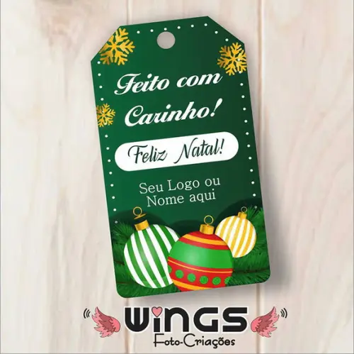 Arte para Tag de Natal "Feito com Carinho" para Imprimir
