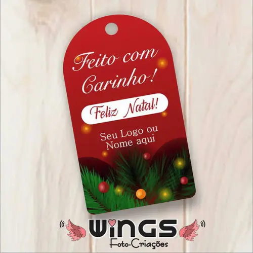 Arte para Tag de Natal "Feito com Carinho" para Imprimir