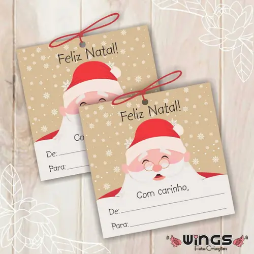 Arte Tag Quadrada Natal "com Carinho" para Imprimir