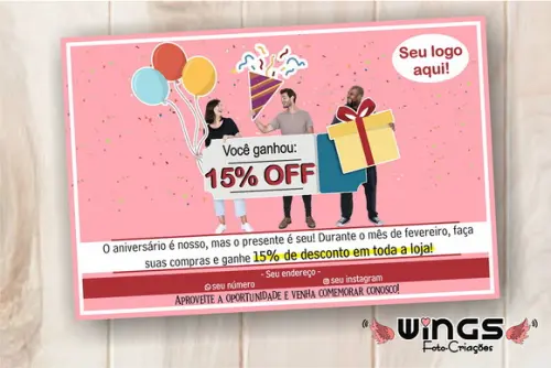 Cartão Digital de Desconto para Aniversário de Lojas