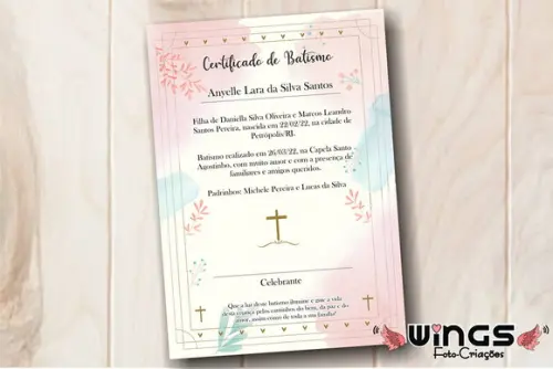 Certificado Digital Simbólico de Batismo 1 - Decoração
