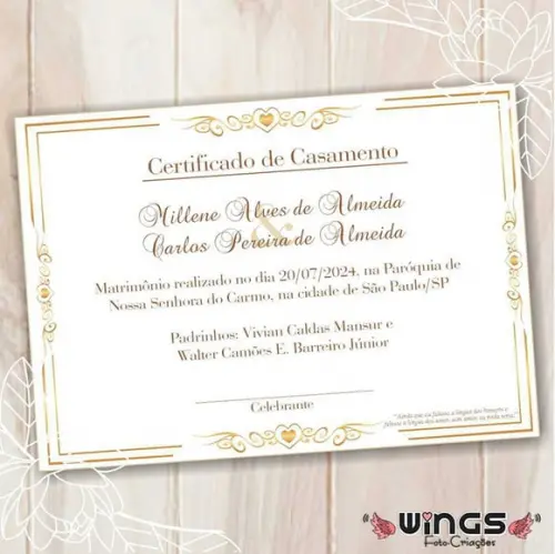 Certificado Digital Simbólico de Casamento 3 - Decoração