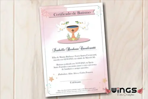 Certificado Digital Simbólico de Batismo 7 - Decoração