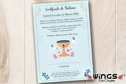 Certificado Digital Simbólico de Batismo 2 - Decoração