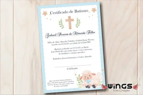 Certificado Digital Simbólico de Batismo 4 - Decoração