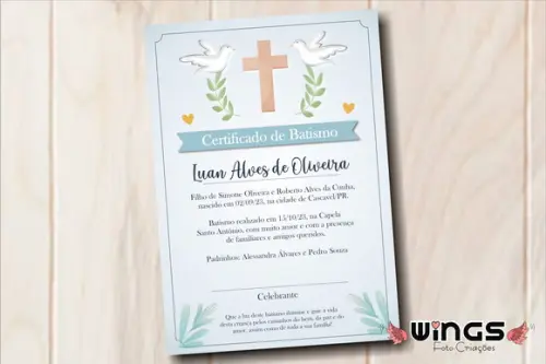 Certificado Digital Simbólico de Batismo 8 - Decoração