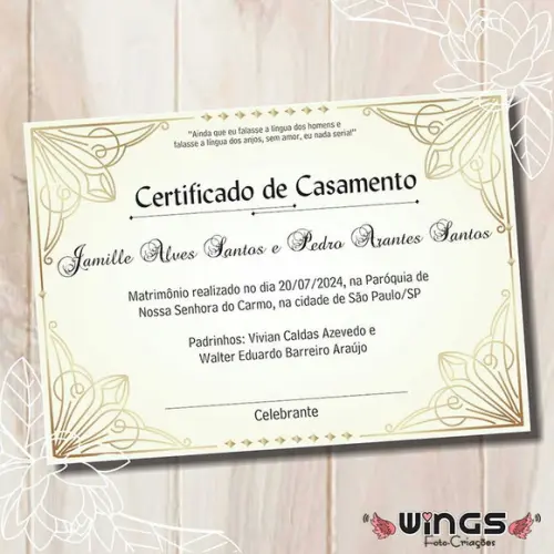 Certificado Digital Simbólico de Casamento 1 - Decoração