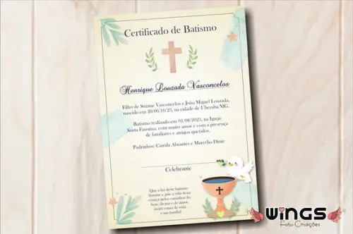 Certificado Digital Simbólico de Batismo 6 - Decoração