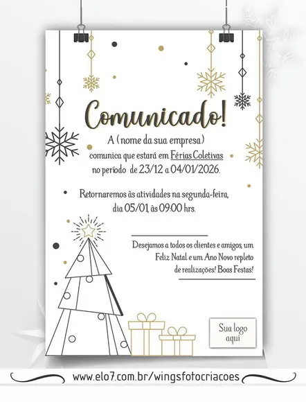 Comunicado Digital - Aviso Férias Coletivas - Tema Natal