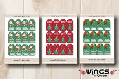 Coleção Digital com 3 Tags de Natal para Imprimir - Cod.0202