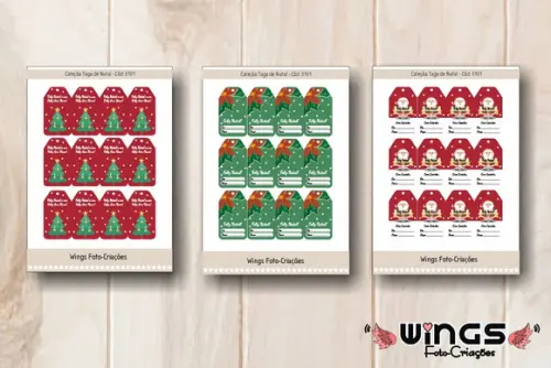 Coleção Digital com 3 Tags de Natal para Imprimir - Cod.0101