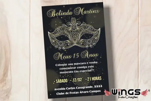 Convite Digital 15 Anos Baile de Máscaras